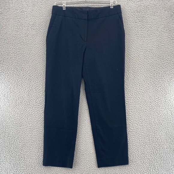 Talbots Pants Womens 6 Navy Stretch Pockets Tapered Leg Slim Crop Office Career - Picture 1 of 13